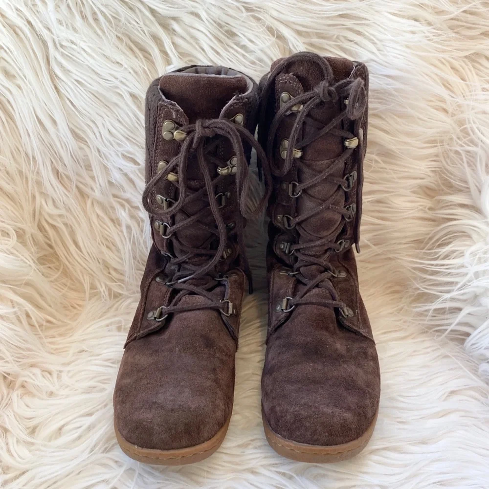 The North Face Suede Boots Knit Top Sz 6.5